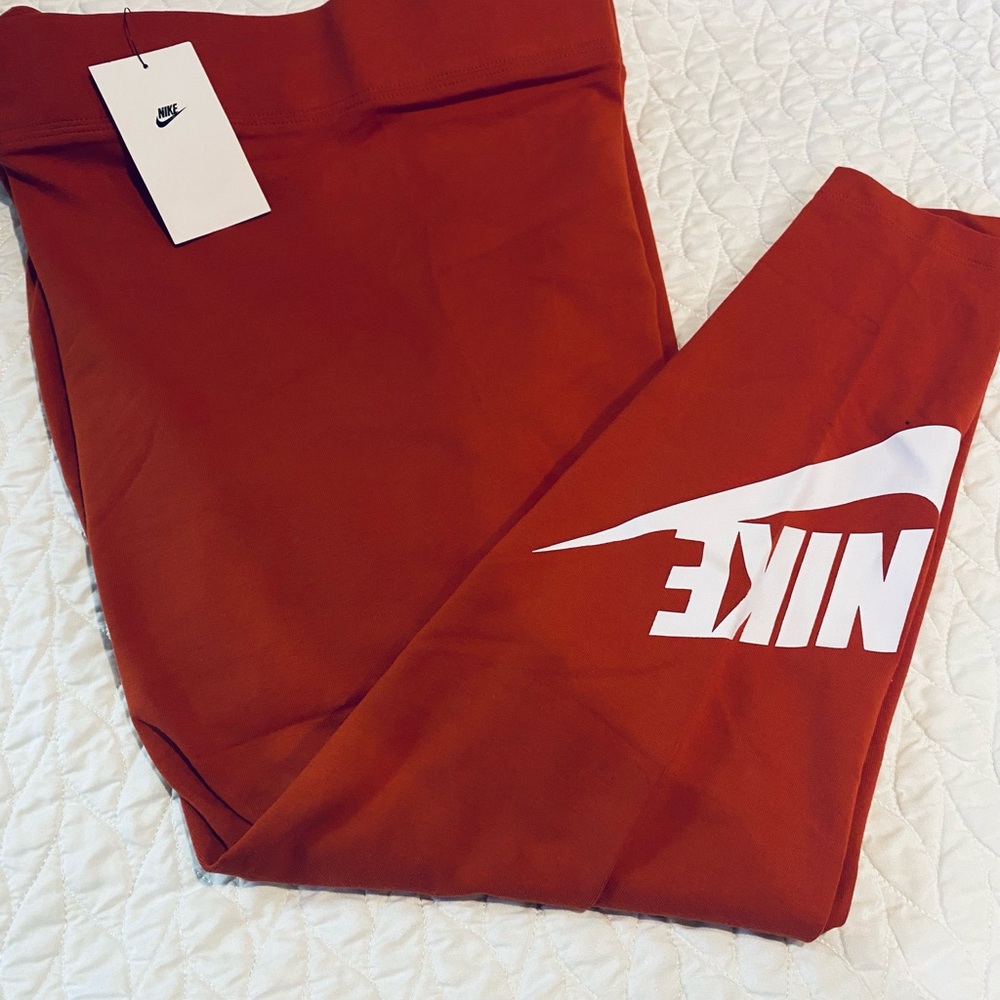 Nike Red and Orange Leggings Bold Branding